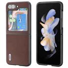 For Samsung Galaxy Z Flip5 ABEEL Genuine Leather Xiaoya Series Phone Case(Coffee) - 1