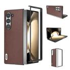 For Samsung Galaxy Z Fold6 ABEEL Genuine Leather Xiaoya Series Phone Case(Coffee) - 1