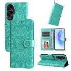 For Honor X50i 5G Embossed Sunflower Leather Phone Case(Green) - 1