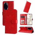 For Honor 100 Pro Embossed Sunflower Leather Phone Case(Red) - 1