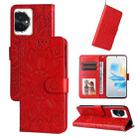 For Honor 100 Embossed Sunflower Leather Phone Case(Red) - 1
