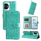 For Honor 100 Embossed Sunflower Leather Phone Case(Green) - 1