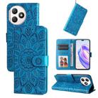 For Honor X50i+ Embossed Sunflower Leather Phone Case(Blue) - 1