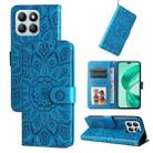 For Honor X8b Embossed Sunflower Leather Phone Case(Blue) - 1