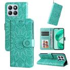 For Honor X8b Embossed Sunflower Leather Phone Case(Green) - 1