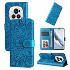 For Honor Magic6 Pro Embossed Sunflower Leather Phone Case(Blue) - 1