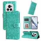 For Honor Magic6 Pro Embossed Sunflower Leather Phone Case(Green) - 1