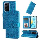 For Honor 200 Lite Global Embossed Sunflower Leather Phone Case(Blue) - 1