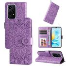For Honor 200 Lite 5G Global Embossed Sunflower Leather Phone Case(Purple) - 1