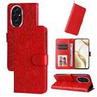 For Honor 200 Embossed Sunflower Leather Phone Case(Red) - 1