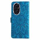 For Honor 200 Embossed Sunflower Leather Phone Case(Blue) - 3