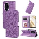 For Honor 200 Embossed Sunflower Leather Phone Case(Purple) - 1