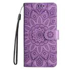 For Honor 200 Embossed Sunflower Leather Phone Case(Purple) - 2