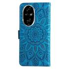 For Honor 200 Pro Embossed Sunflower Leather Phone Case(Blue) - 3