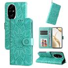 For Honor 200 Pro Embossed Sunflower Leather Phone Case(Green) - 1