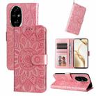 For Honor 200 Pro Embossed Sunflower Leather Phone Case(Rose Gold) - 1