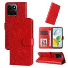 For Honor Play 60 Plus Embossed Sunflower Leather Phone Case(Red) - 1