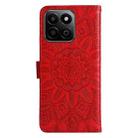 For Honor Play 60 Plus Embossed Sunflower Leather Phone Case(Red) - 3