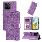 For Honor Play 60 Plus Embossed Sunflower Leather Phone Case(Purple) - 1