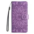 For Honor Play 60 Plus Embossed Sunflower Leather Phone Case(Purple) - 2