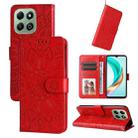 For Honor X6b Embossed Sunflower Leather Phone Case(Red) - 1