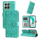 For Honor X6b Embossed Sunflower Leather Phone Case(Green) - 1