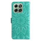 For Honor X6b Embossed Sunflower Leather Phone Case(Green) - 3