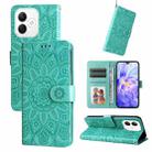 For Honor X60i Embossed Sunflower Leather Phone Case(Green) - 1