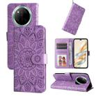 For Honor X9c / Magic7 Lite Embossed Sunflower Leather Phone Case(Purple) - 1