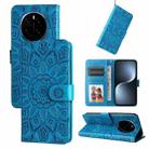 For Honor Magic7 Embossed Sunflower Leather Phone Case(Blue) - 1