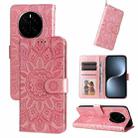 For Honor Magic7 Embossed Sunflower Leather Phone Case(Rose Gold) - 1