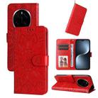 For Honor Magic7 Pro Embossed Sunflower Leather Phone Case(Red) - 1