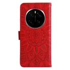 For Honor Magic7 Pro Embossed Sunflower Leather Phone Case(Red) - 3