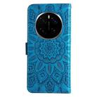 For Honor Magic7 Pro Embossed Sunflower Leather Phone Case(Blue) - 3