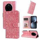 For Honor Magic7 Pro Embossed Sunflower Leather Phone Case(Rose Gold) - 1