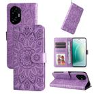 For Honor 300 Embossed Sunflower Leather Phone Case(Purple) - 1