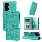 For Honor 300 Embossed Sunflower Leather Phone Case(Green) - 1