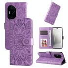 For Honor 300 Ultra Embossed Sunflower Leather Phone Case(Purple) - 1