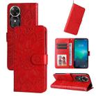 For Honor Play 60 Embossed Sunflower Leather Phone Case(Red) - 1