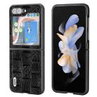 For Samsung Galaxy Z Flip5 ABEEL Genuine Leather Mahjong Texture Series Phone Case(Black) - 1