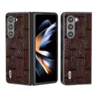 For Samsung Galaxy Z Fold5 ABEEL Genuine Leather Mahjong Texture Series Phone Case(Brown) - 1