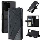 For Redmi Note 12 5G Skin Feel Splicing Leather Phone Case(Black) - 1