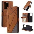 For Redmi Note 12 5G Skin Feel Splicing Leather Phone Case(Brown) - 1