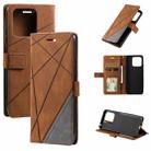 For Redmi 11A 4G Global Skin Feel Splicing Leather Phone Case(Brown) - 1