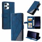 For Redmi 12 4G Skin Feel Splicing Leather Phone Case(Blue) - 1