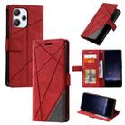 For Redmi 12 4G Skin Feel Splicing Leather Phone Case(Red) - 1