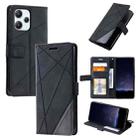 For Redmi 12 4G Skin Feel Splicing Leather Phone Case(Black) - 1