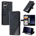 For Xiaomi Redmi 13C Skin Feel Splicing Leather Phone Case(Black) - 1