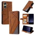 For Xiaomi Redmi 13C Skin Feel Splicing Leather Phone Case(Brown) - 1