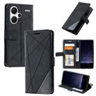 For Xiaomi Redmi Note 13 Pro+ Skin Feel Splicing Leather Phone Case(Black) - 1